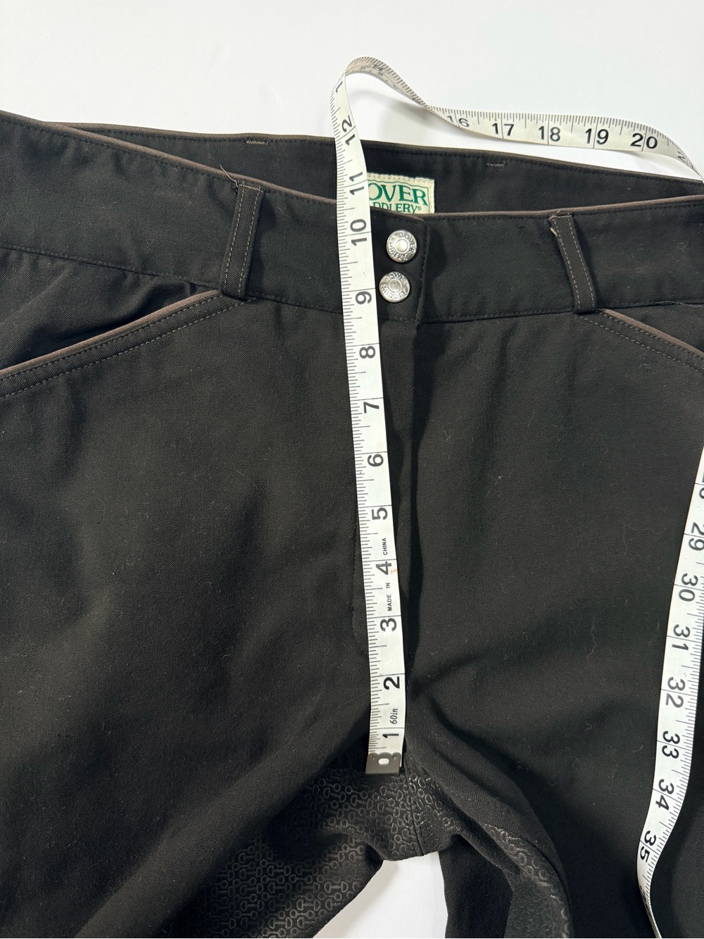 Dover Saddlery Wellesley Silicone Full Seat Breeches Black Gray Size 30 - Picture 6 of 12